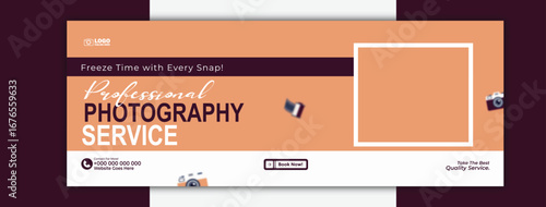 Professional photography service cover template for social media promotion