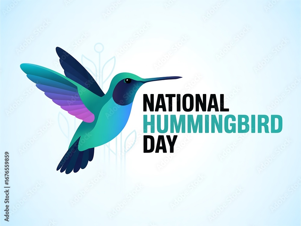 Fototapeta premium Vibrant hummingbird celebrates national hummingbird day with artistic flair and bright colors