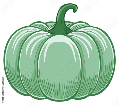Green pumpkin illustration simple graphic design for autumn season and harvest decoration