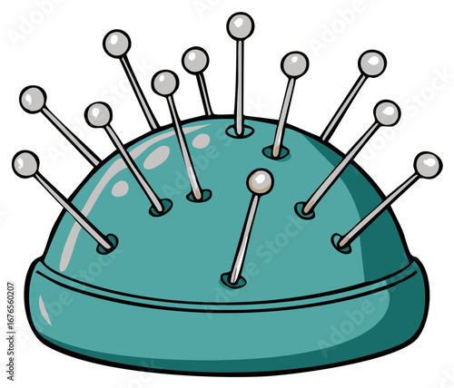 Teal Pin Cushion Filled with Sewing Pins, Needles Craft Tool, Arts and Crafts Equipment, Textile Supplies