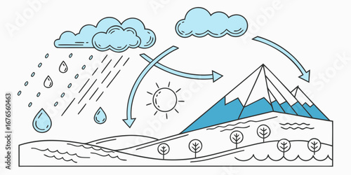 Understanding the Water Cycle Processes Through Environmental Illustrations
