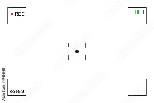Video camera viewfinder . Camera display full hd format. Video filming screen vector template.