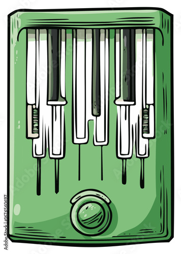 Retro Green Audio Equalizer Control Panel Illustration for Music and Sound Adjustment