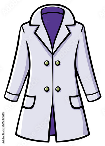Cartoon White Lab Coat Isolated Illustration for Science Medical and Research Professions