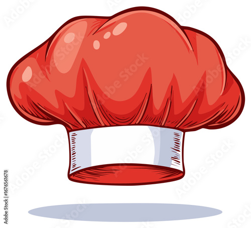Cartoon Style Red Chef Hat Food Service Cooking Illustration for Culinary Concepts