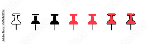 needle, pinned, attach, and note symbol. outlined, flat, vector icon, thumbstick, Paperclip
