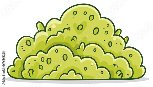 Cartoon Green Bush Plant Nature Foliage Illustration