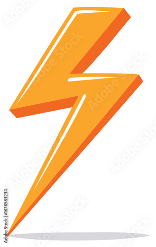 Free Download Bright orange lightning bolt symbol with a 3D effect and a subtle shadow - GFXLoad