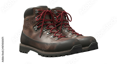 Rugged Hiking Boots with Red Laces for Outdoor Adventures