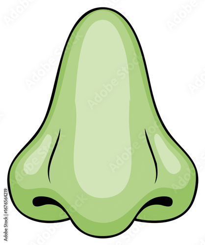 Green Cartoon Nose Illustration Isolated Medical Organ Human Body Part Concept