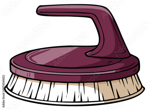 Maroon Household Scrubbing Brush with White Bristles for Effective Home Cleaning