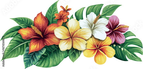 Collection of hand drawn botanical elements featuring leaves flowers and branches in warm autumnal colors