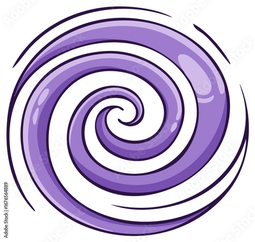 Vibrant Purple Hypnotic Swirl Graphic Cartoon Style Illustration