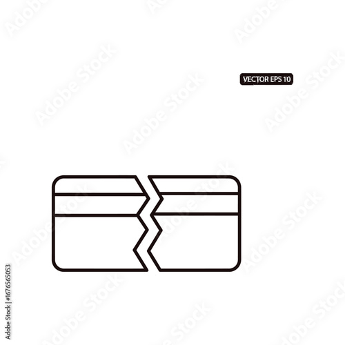 Cracked Credit Card: A stark depiction of financial strain and debt through a simple yet powerful illustration, the broken credit card.
