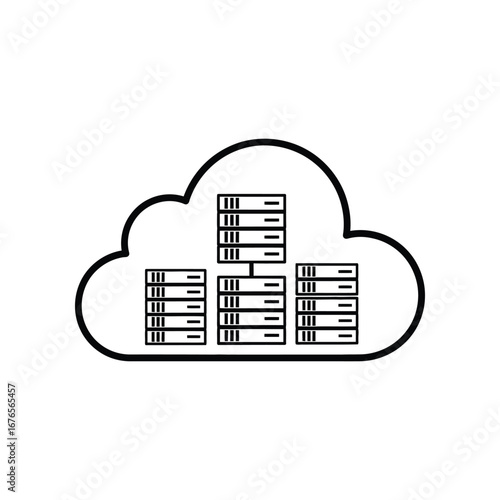 Cloud Server: Depicting digital storage and network server as the innovative solution for storing data. Depicting a server system within a cloud.