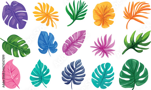 Vibrant hand drawn botanical elements collection featuring flowers leaves and heart shapes