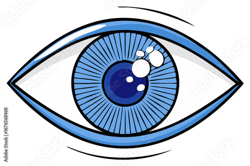 Stylized Blue Eye Iris with Radial Lines and Highlights