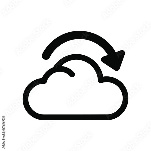 Cloud Syncing Icon: A modern digital illustration showcases a cloud icon with a looping arrow, perfectly symbolizing seamless data synchronization and effortless cloud storage and backup solutions.