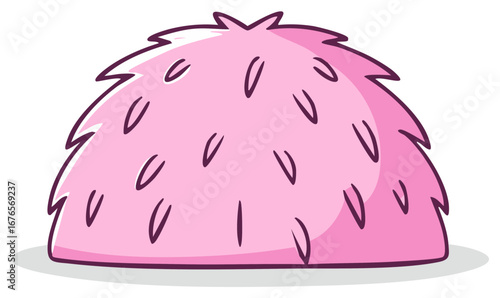 Adorable cute pink fluffy fuzzy creature cartoon illustration element for whimsical design