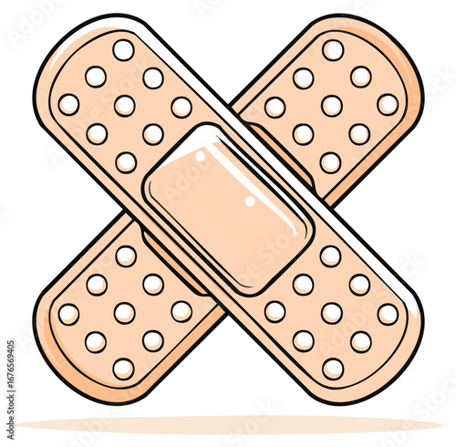 Crossed adhesive bandages illustration, medical care symbol