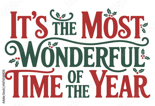 It's the Most Wonderful Time of the Year | Christmas Quote Holiday Typography
