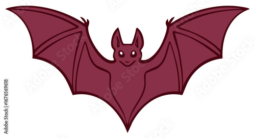 Flying nocturnal bat creature with a friendly smile cartoon illustration