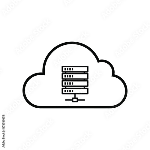 Cloud Server Symbol: A sleek, minimalist illustration showcasing a cloud-shaped symbol representing data storage and cloud computing. 