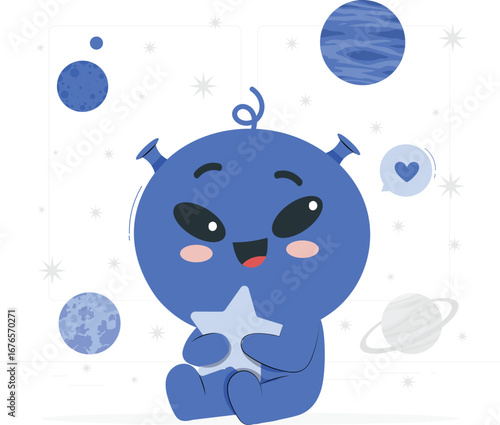 Cute friendly alien character design