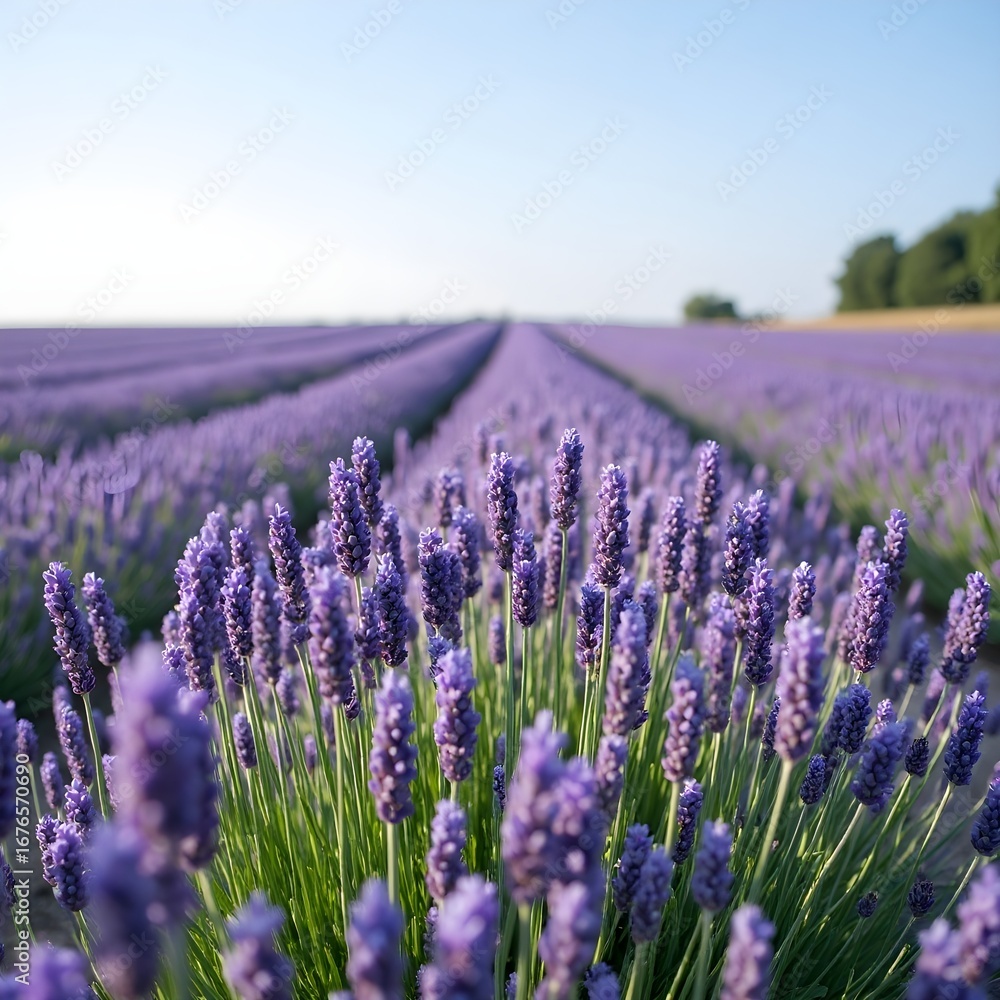 Obraz premium Field of Lavender in Early Bloom, field provence france