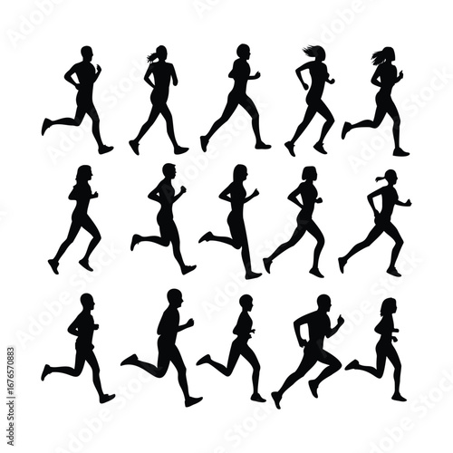 Silhouette Collection of Runners in Motion
