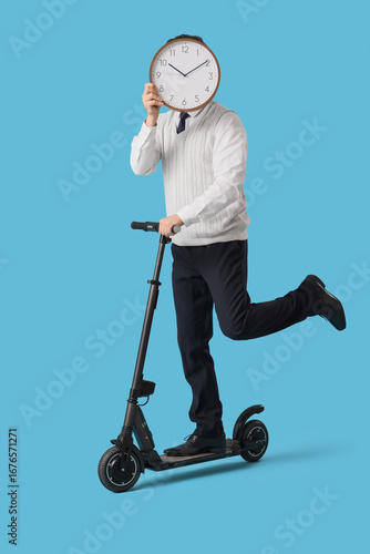 Businessman with clock ridi...