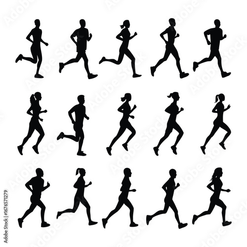 Silhouette Collection of Runners in Motion