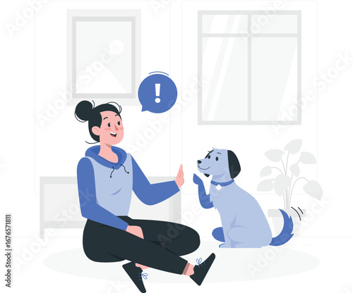 Playful dog giving a high five with a rafiki character