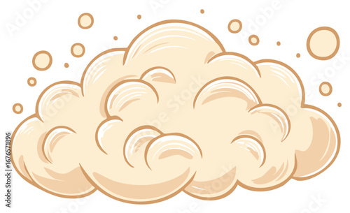 Fluffy Cumulus Cloud Formation with Scattered Bubbles Floating