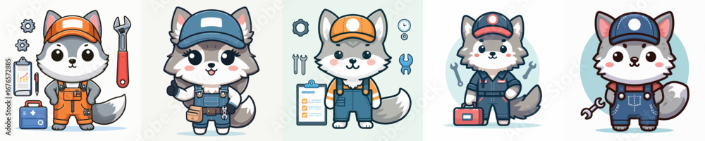 Fototapeta premium wolf vector in mechanical costume