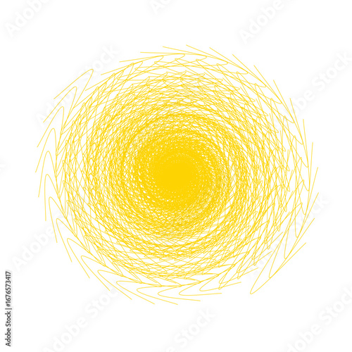 Radiant yellow spiral of delicate, swirling lines on white — warm, energetic, and perfect for abstract, creative, or sun-inspired designs with soft, hypnotic motion.