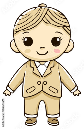 Cartoon Boy in Suit Illustration Little Gentleman Character Art for Children's Books and Design Projects