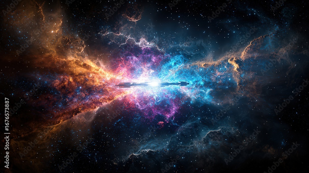 Fototapeta premium Exploring abstract realms of space a cosmic dance of colors and light in the vastness of the universe