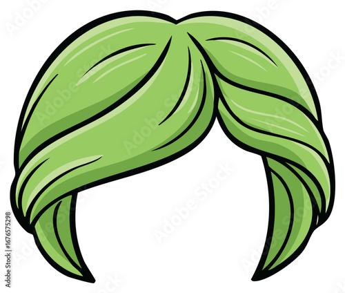Cartoon Green Hair Wig Style Head Decoration Cosplay Accessory Vector