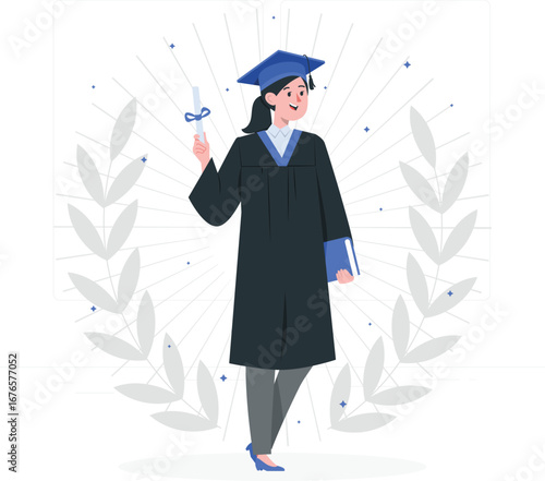 Girl graduation celebration banner with rafiki