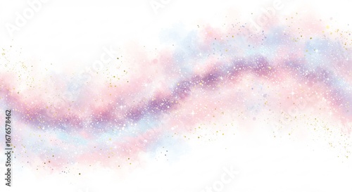 輝く星屑の帯 優しく流れるパステルカラー 幻想的な宇宙空間. AI Generated