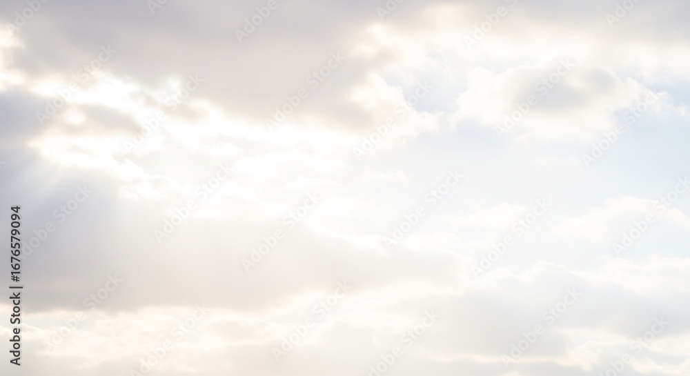 Obraz premium 柔らかな光輝く白雲 穏やかで美しい空の背景. AI Generated