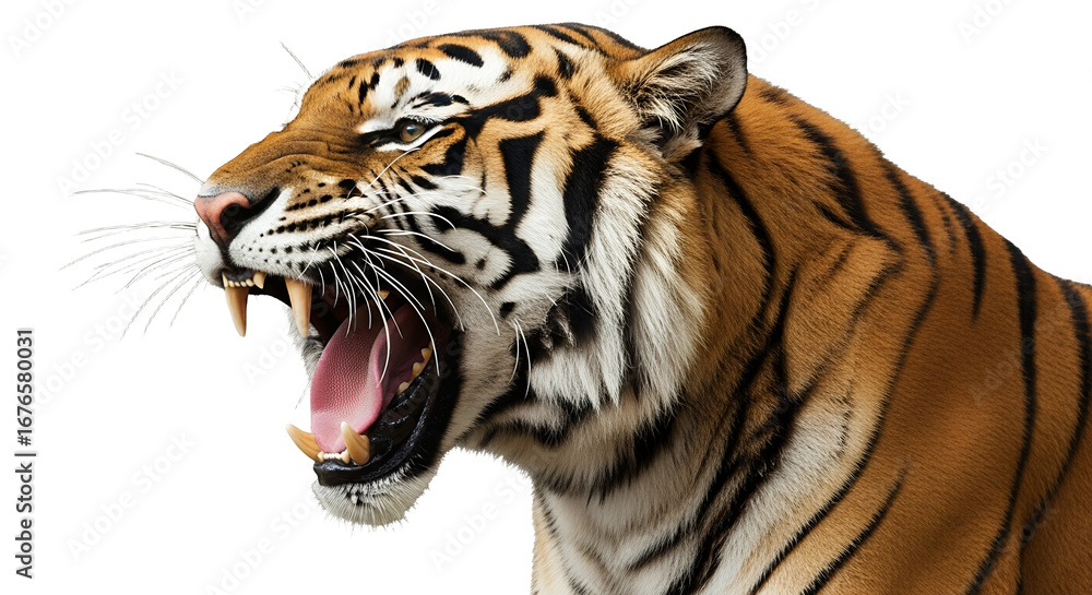 Fototapeta premium Roaring Tiger Fierce Predator Growling Wild Animal