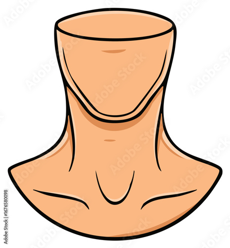 Cartoon illustration of a bare human neck and collarbone area with no head