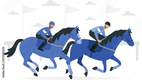 Dynamic horse race illustration with racing elements