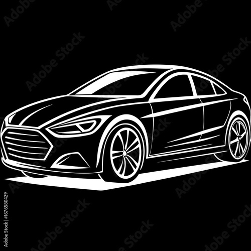 black sports car Modern sedan car silhouette