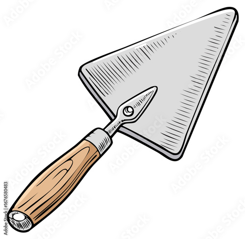Cartoon style masonry trowel illustration building and construction tool icon