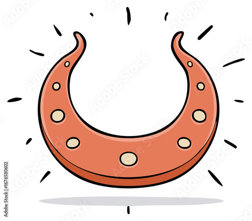 Shining Orange Horseshoe Good Luck Charm Cartoon Vector Illustration