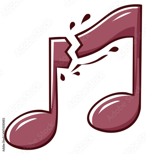 Broken Music Notes Symbolizing Loss Frustration Or Creative Block Cartoon Style
