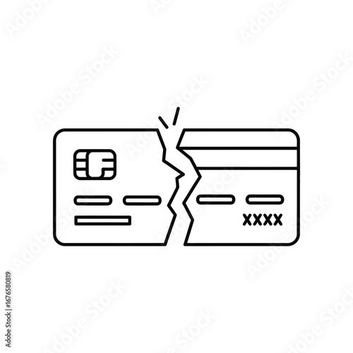 Broken Credit Card: A digitally crafted depiction of a broken credit card, symbolizing financial difficulties or debt management, the image tells a story of caution and financial restraint.